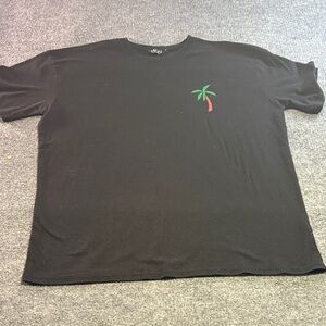Boohoo Mens Black Tee with Palm Tree Embroidery